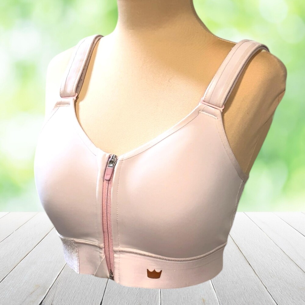 SHEFIT Flex Sports Bra Luxe Pink Zip Front Adjustable Convertible Medium Impact